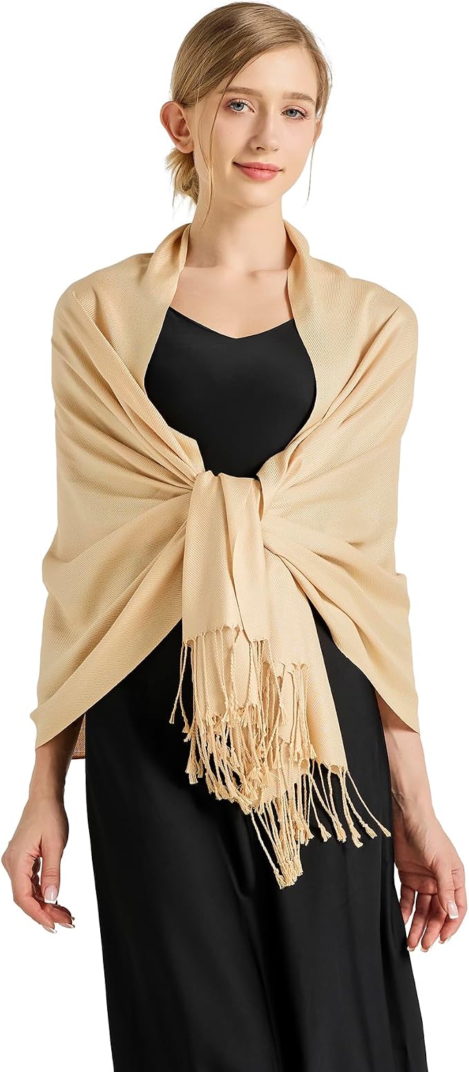 Soft Silky Pashmina Shawl Wraps Solid Colors Scarf for Wedding Evening Dresses - Image 4