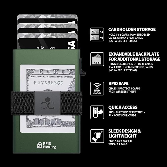 SEMORID Slim Aluminum Card Holder Wallet - RFID Blocking Pop up Minimalist Wallet for Men | Front Pocket Smart Wallet Metal Card Case | Presents for Him | Durable Expandable Backplate Compact Smart Metal Pop Up Wallet Front Pocket Holds 12+ Cards Plus ... - Image 9