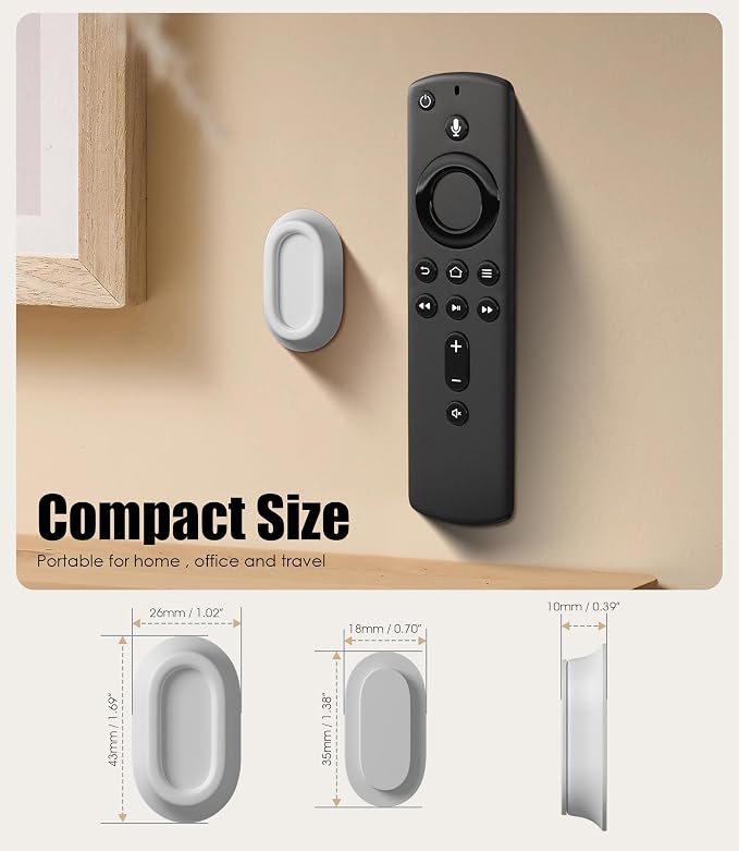 Magnetic Remote Control Holder Wall Mount for TV/Fan, 5Pack-White | No Drill Self-Adhesive TV Remote Holder for Bed, Silicone Remote Caddy, Bedside Organizer, RV Accessories - Image 2