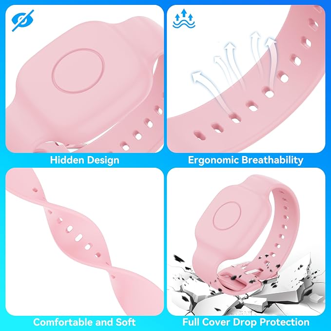 Waterproof Silicone Bracelet for Tile Mate 2024/2022, Hidden GPS Tracker Holder for Kids, Teens & Elderly, Adjustable Anti-Lost Wristband, Durable, Lightweight, Comfortable Fit – Pink/Purple - Image 6