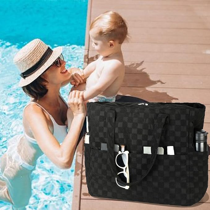 LEDAOU Large Beach Bag for Women, Waterproof Sandproof Tote Bag with Zipper | 36L Pool and Swim bag with Zipper, Wet/Dry pocket and 7 Pockets for Beach Days, Cruises, Vacations and Family travel - Image 3
