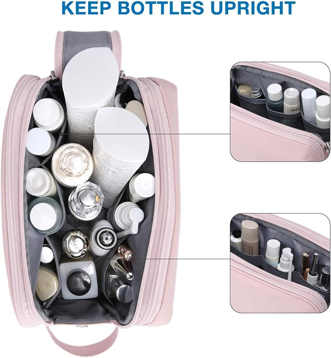 BAGSMART Toiletry Bag for Men, Travel Toiletry Organizer Dopp Kit Water-resistant Shaving Bag for Toiletries Accessories, Door Room Essentials,Pink-medium - Image 2