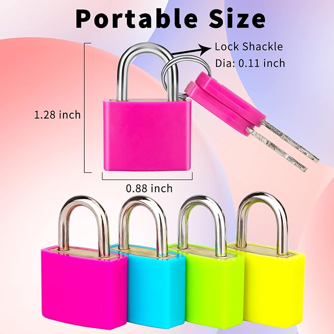4 Pcs Suitcase Locks with Copper Keys Protect Your Belongings with Febwind's Set of 4 Mini Padlocks Multicolor Durable Locks for Suitcases Backpacks Boxes Cabinet and Laptop Bags - Image 2