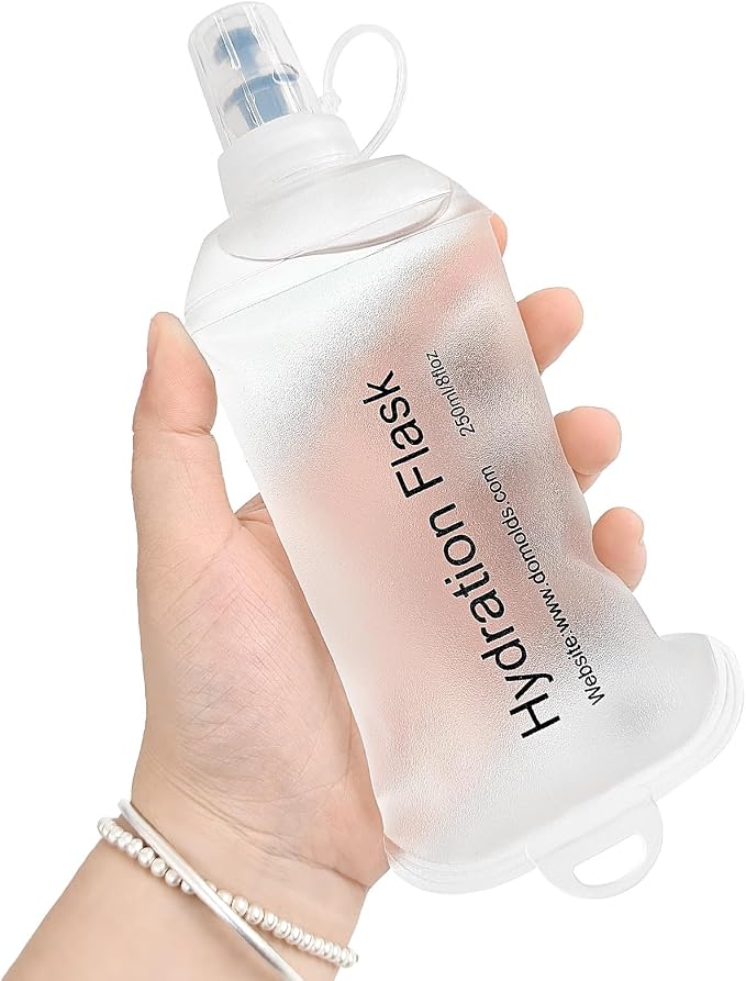 GUYI GYGYL Soft Flask, Collapsible Water Bottle for Sports, 250ml White | TPU Collapsible Water Bottle for Hydration Pack, Running Vest, Leak-Proof Folding Bottle for Hiking Cycling Climbing Jogging by GUYI