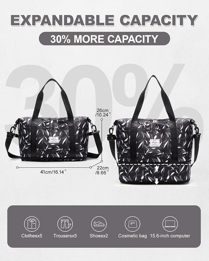 Travel Duffel Bag, Sports Tote Gym Bag, Shoulder Weekender Overnight Bag for Women - Image 3
