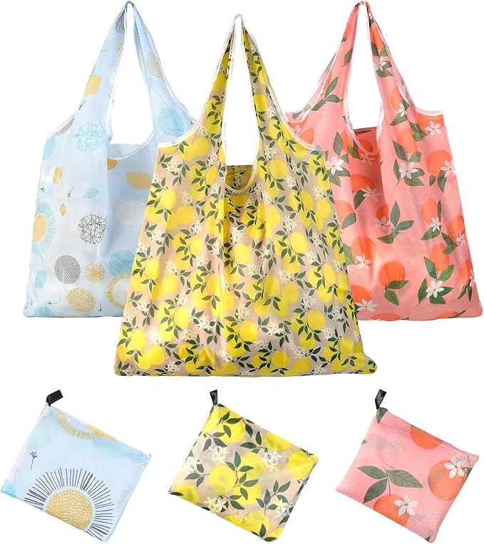 3PCS Foldable Reusable Shopping Large Bags kitchen Reusable Grocery Bags Durable Foldable Tote Bulk Market Cloth Storage Bags with Handles Machine Washable by LLMSIX
