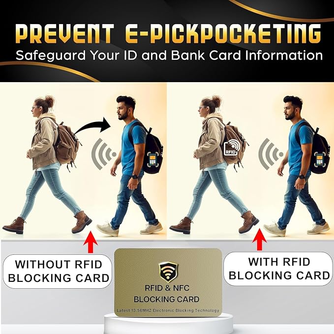 SaiTech IT RFID Blocking Card for Credit Debit ID Card, Golden | Slim Anti-Theft Contactless NFC RFID Blocker Protector, Easily Fit into Wallet and Purse, for Men & Women - Image 3