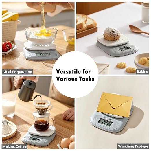 Small Food Scale Digital Kitchen Scales Weight Grams Ounces White | 3-Stage Precision, Max 11lbs, Portable Compact Design, Accurate for Cooking Baking Jewelry Coffee Postage, 2 AAA Batteries - Image 6