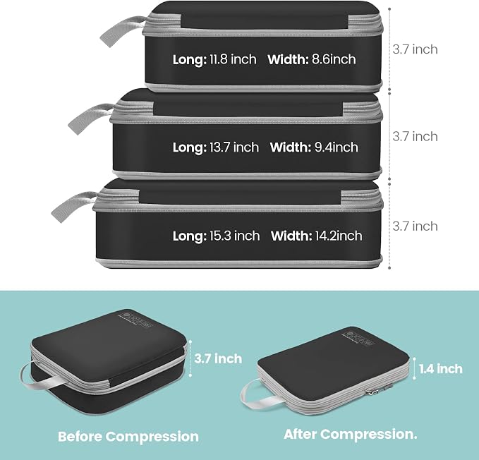 Cambond Compression Packing Cubes for Travel - Luggage Suitcase Organizer | Compression Zip Design for Space-saving, Expandable, Lightweight, Keep Clothes Sorted, Luggage Space Tidy, Carry on Pack Fast - Image 2