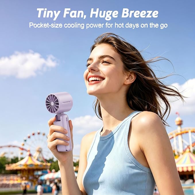 5000mAh Portable Handheld Fan, USB-C Rechargeable Mini Fan with 100 Speeds | Up to 12H Runtime,Turbo Strong Airflow, LED Display,Foldable Desk & Neck Fan for Outdoor Travel, Summer Gifts - Image 4