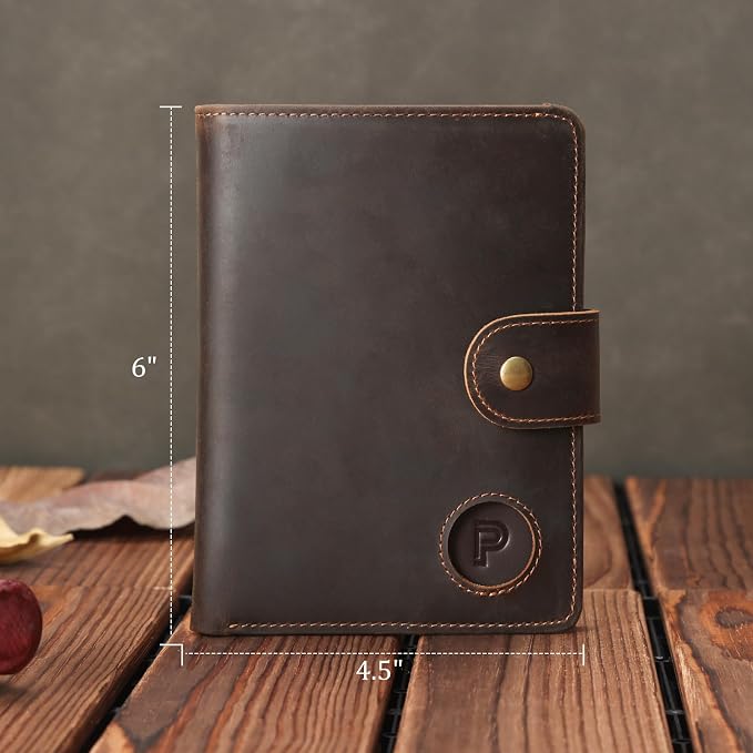 Polare Luxury RFID Blocking Leather Passport Holder Travel Wallet For Men and Women (Dark Brown with AirTag Slot(Snap Version)) - Image 6
