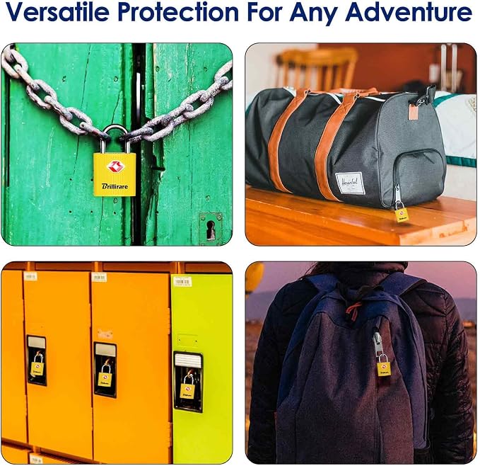 4 Pack TSA Approved Luggage Locks with Keys, Travel Padlock, Zinc Alloy Waterproof Keyed Lock, TSA Outdoor Metal Lock for Lockers, Bags, Backpack, Gym, Gate-Yellow - Image 7