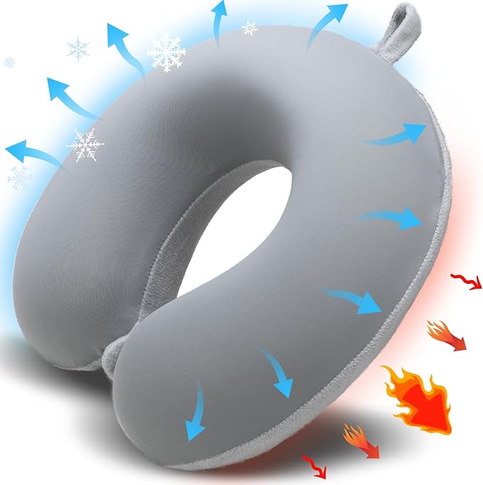Travel Pillow, Memory Foam Neck Pillow for Traveling Winter Summer, U Shape Neck Pillow Airplane Portable Flight Pillow Adult Travel Neck Pillow for Plane Train Car Home Office - Grey by Unknown