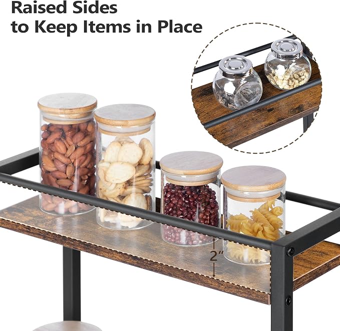 MAHANCRIS Slim Rolling Cart, Mobile Kitchen Cart on Wheels, Narrow Storage Cart for Small Space, Small Bar Cart, for Bathroom, Laundry, Living Room, Rustic Brown RCHR1501Z - Image 7