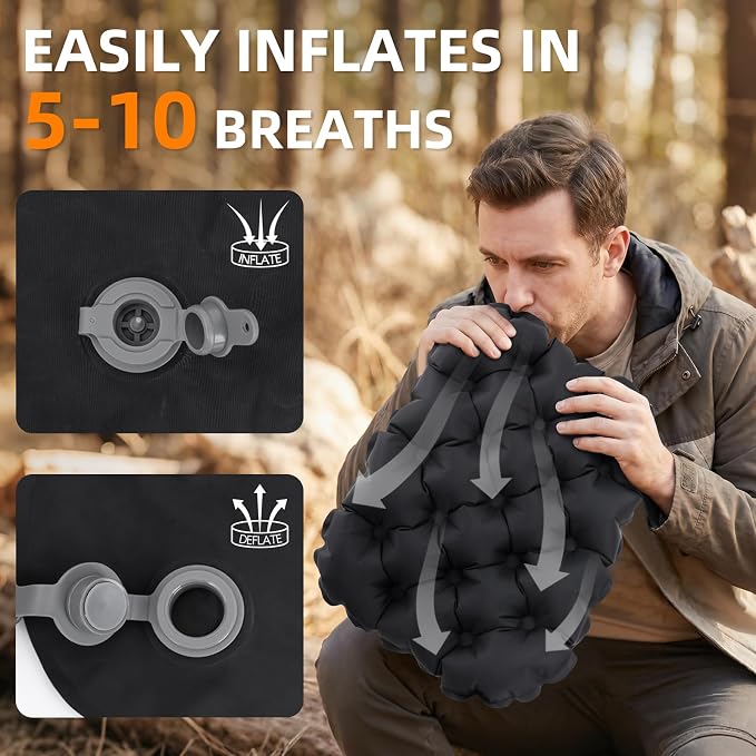 Inflatable Seat Cushion, Lightweight Stadium Seat Cushion for Bleachers Pad | Portable & Foldable Travel Compact Air Seat Cushion for Airplane Long Flights Outdoor Hiking Climbing Camping Sports Events - Image 2