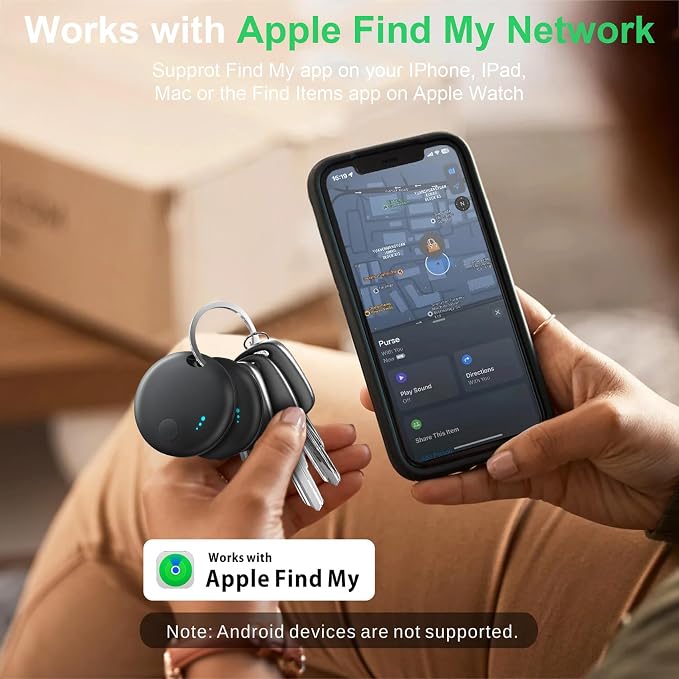 Tracker Tag 4 Packs Bluetooth Tracker, Smart Tag Locator Tracking Device, Keys Finder and Item Locator,Air Tracker Item Finders with Find My(iOS Only) Track Your Keys (Black, 4 Pack) - Image 3