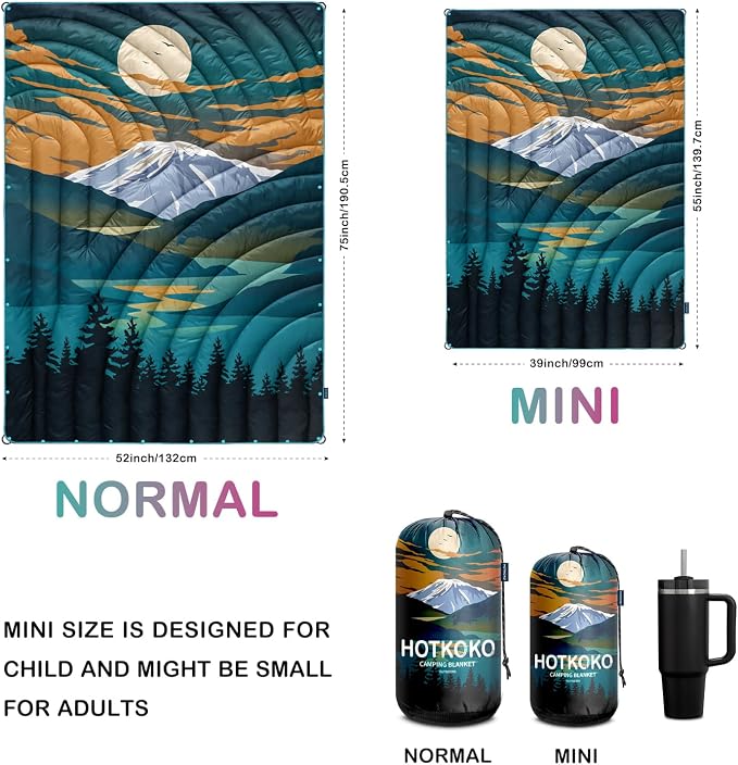 Puffy Camping Blanket,Large Camp Blanket Outdoor Camping Quilt Waterproof | Lightweight Printed Warm Packable Down Alternative Blanket for Camping,Traveling, Stadium, Hiking, Picnics - Image 4