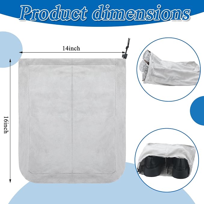 4 Pcs Travel Shoe Bags Spandex Shoes Pouch with Interior Divider and Drawstring for Women Men Luggage Packing(Grey) - Image 2