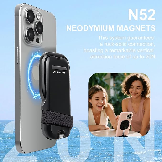 Magnetic Phone Tripod Stand, Portable Mini Selfie Stick for iPhone 17/16/15/14/13/12 & MagSafe, Aluminum Angle-Adjustable Foldable Strong Magnet Phone Holder, Travel Essentials - Image 3