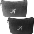 BlueHills Soft Travel Blankets Mini Value Pack Set of 2 - Premium Airplane Travel Essential Flight Blanket Throw in a case with Strap Compact for Car Plane Travel Gift – Gray and Black by BlueHills