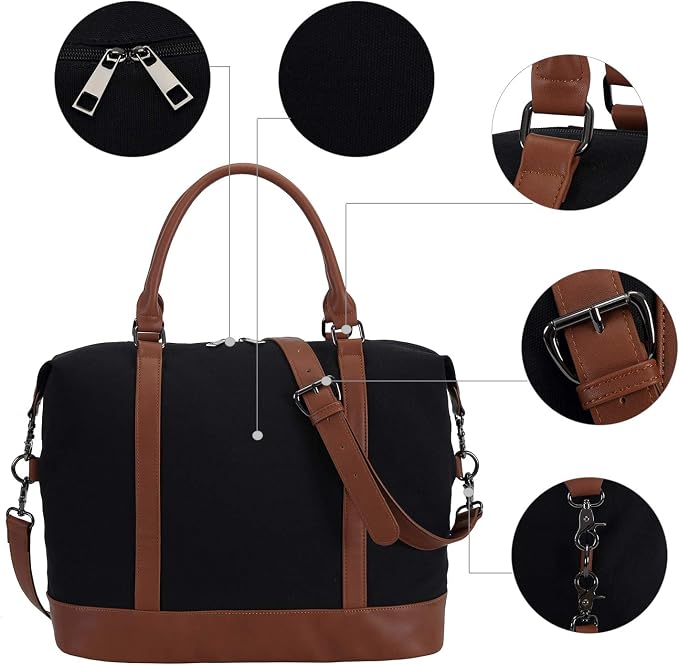 Bluboon Travel Tote Bags with Zipper Ladies Canvas Bag Weekender Overnight Bag for Women Carry on Duffel Bag Trolley Sleeve - Image 8