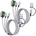 Travel Essentials 3 in 2 Multi Charging Cable for iWatch Charger/iPhone17-8 | 2Pack 5FT USB A/C Charging Cords for Multiple Devices, Braided Universal Charger for Home/Travel/Cruise, Car Accessories by MPATIBY