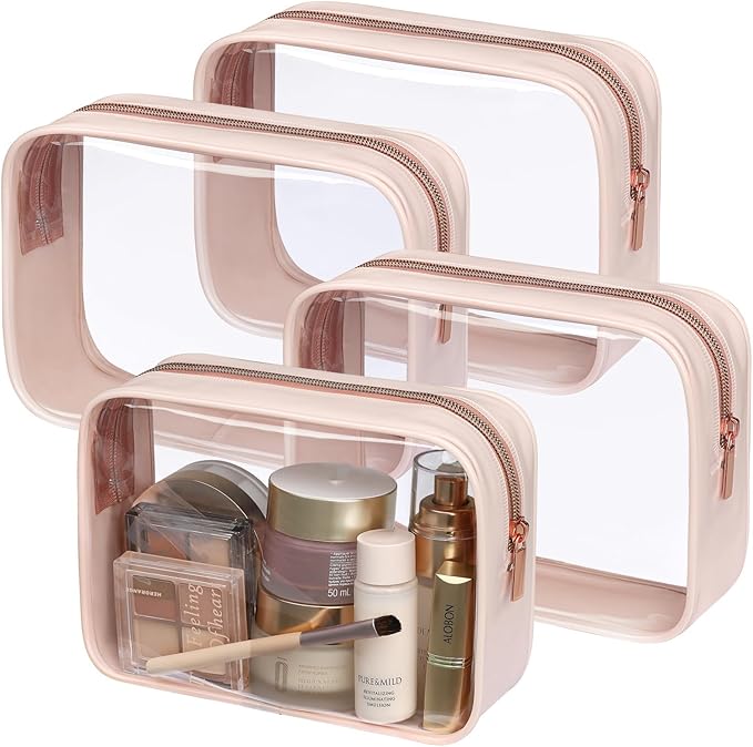 Clear Makeup Bag Foldable - TSA Approved Toiletry Bag for Travel | Metal Zipper, Reinforced Seam, Water Resistant, Medium for Carry-on, Large for Checked Luggage, for Car Storage Organizer by Packism