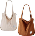 KALIDI Women Corduroy Tote Bag Zipper Casual Tote's Handbag Big Capacity Shoulder Bag with Pockets by KALIDIFANCYFOREST