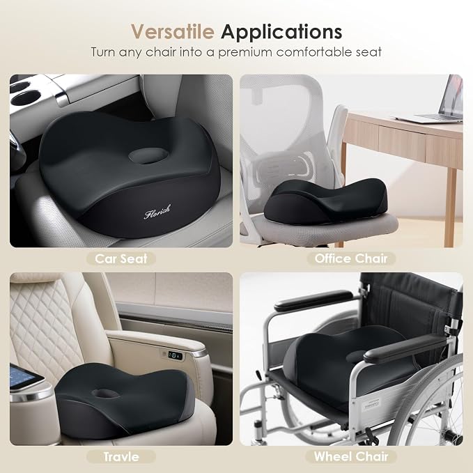 Memory Foam Seat Cushion for Car & Office, Extra Large Driver Seat Pad with Lumbar Support, Ergonomic Comfort for Long Driving, Desk Chair, Wheelchair, Truck - Image 7