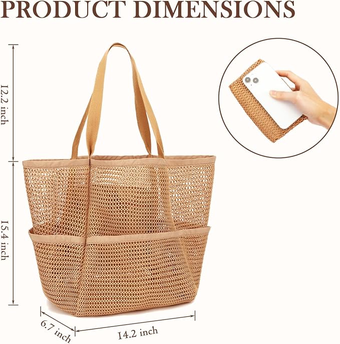 Fammart Mesh Beach Bag for Women, Summer Straw Tote Hobo Pool Bags with Zipper Pocket, Travel Vacation Cruise Essentials 2026 - Image 4
