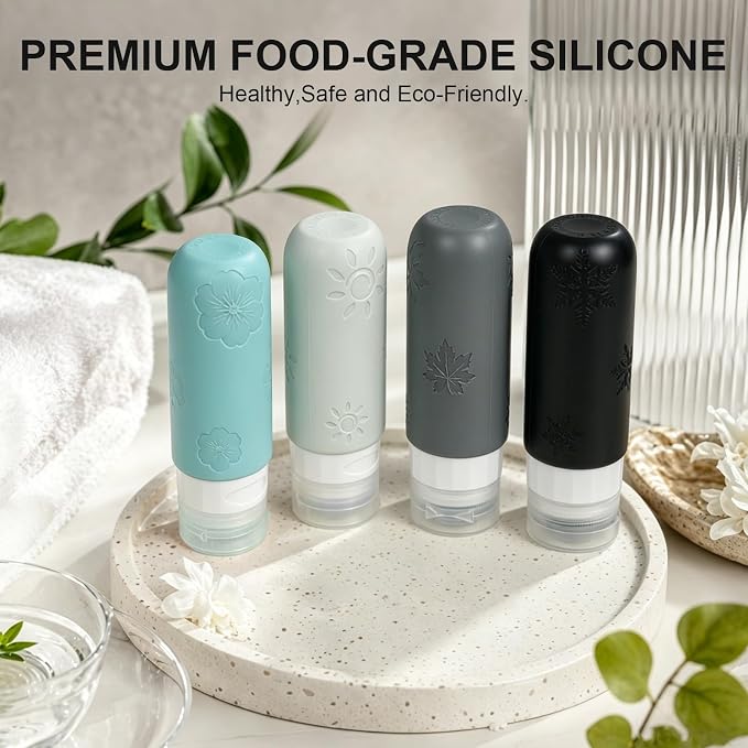 16 Pack Travel Bottles for Toiletries, Silicone TSA Approved-Containers for Toiletries,3oz Silicone Travel Bottles Set Leak Proof Refillable Liquid,Shampoo and Conditioner Travel Toiletry Bottles Grey - Image 8