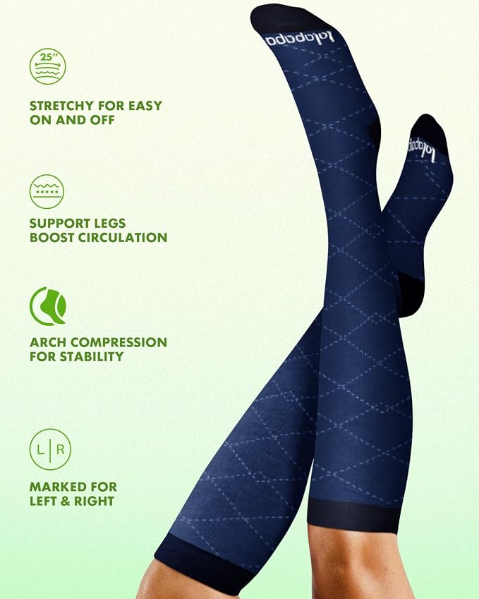 Bamboo Viscose Compression Socks for Women Men | 2 Pairs 15-20mmHg Cute Breathable Graduated Knee High Compression Socks for Nurse Pregnancy Travel - Image 6