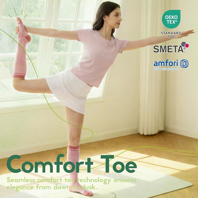 Compression Socks Women & Men, 15-20 mmHg Bamboo Viscose Knee High Soft Support for Flying Travel Daily - Image 6