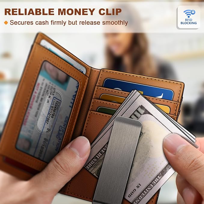 BULLIANT Magnetic Slim Leather Airtag Wallet Money Clip For Men 12Cards | RFID Blocking | Easy Access | Gift Boxed | Pocket Fit - Image 7