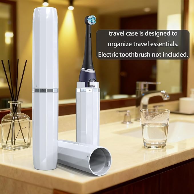 Long Ventilated Electric Toothbrush Travel Case, Portable Holder, Fits Most Standard Straight Electric Toothbrushes (White) - Image 5