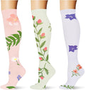 (3 pairs) Compression Socks 20-30 mmHg Long Knee High Socks for Women Men Support Athletic Travel Daily Wear by Saniripple