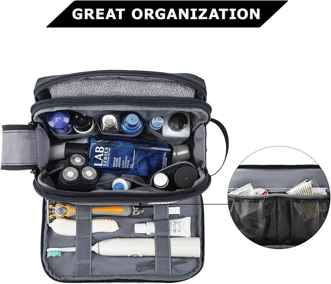 BAGSMART Toiletry Bag for Men, Travel Toiletry Organizer Dopp Kit Water-resistant Shaving Bag for Toiletries Accessories, Door Room Essentials,Navy Blue-medium - Image 3