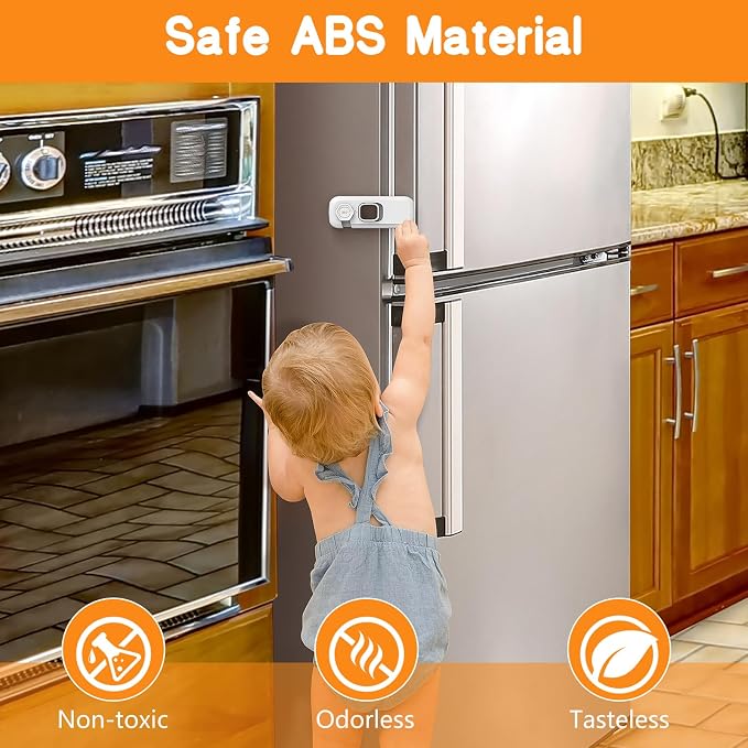 Baby Proofing Fridge Locks for Kids, 5 Pack Pet&Child Safety Refrigerator Lock for Kids, Child Proof Freezer Lock for Residential Garage Fridge or Camper RV Refrigerator, Fridge Door Latch, White - Image 6