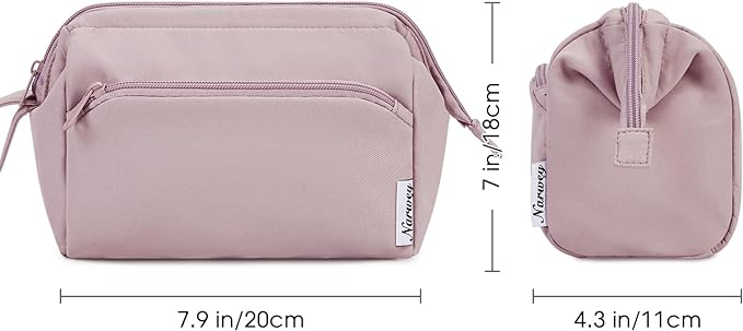 Narwey Large Makeup Bag Women Wide-open Make up Bag Travel Cosmetic Bag Organizer Toiletry Bag for Cosmetics Toiletries Accessories (Dusty Rose) - Image 6