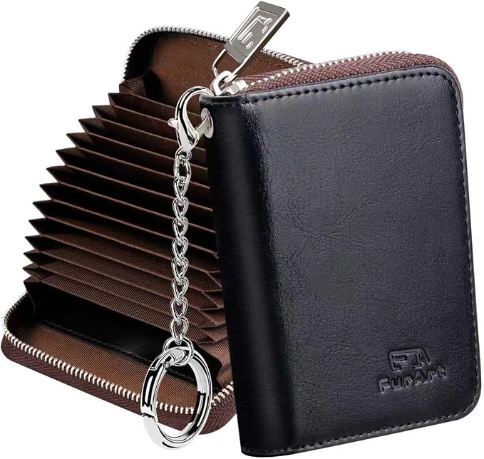 FurArt Zipper Wallet Women RFID Credit Card Holder keychain Wallet | ID Window RFID Blocking Compact Small business 15/16 slots by FurArt