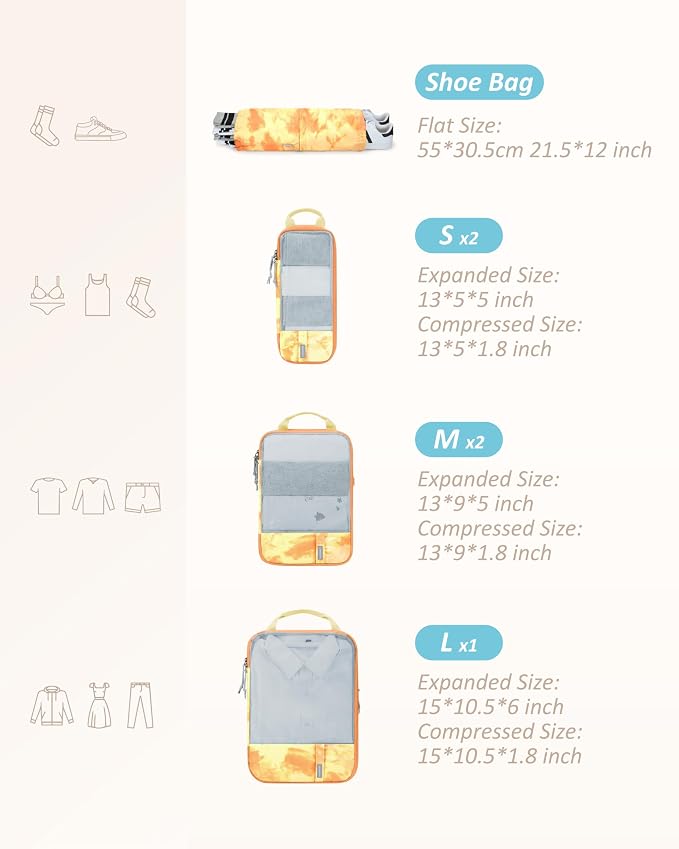 BAGSMART Compression Packing Cubes for Travel Essentials | 14 Set /6 Set /4 Set/2 Set, Lightweight, Durable - Image 3