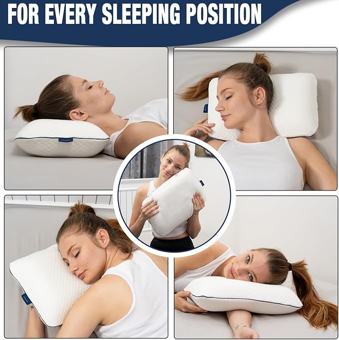alkamto Travel & Camping Comfortable Memory Foam Pillow – Easy to Carry Portable Bag – Temperature Regulating Pillow Case (White) - Image 4