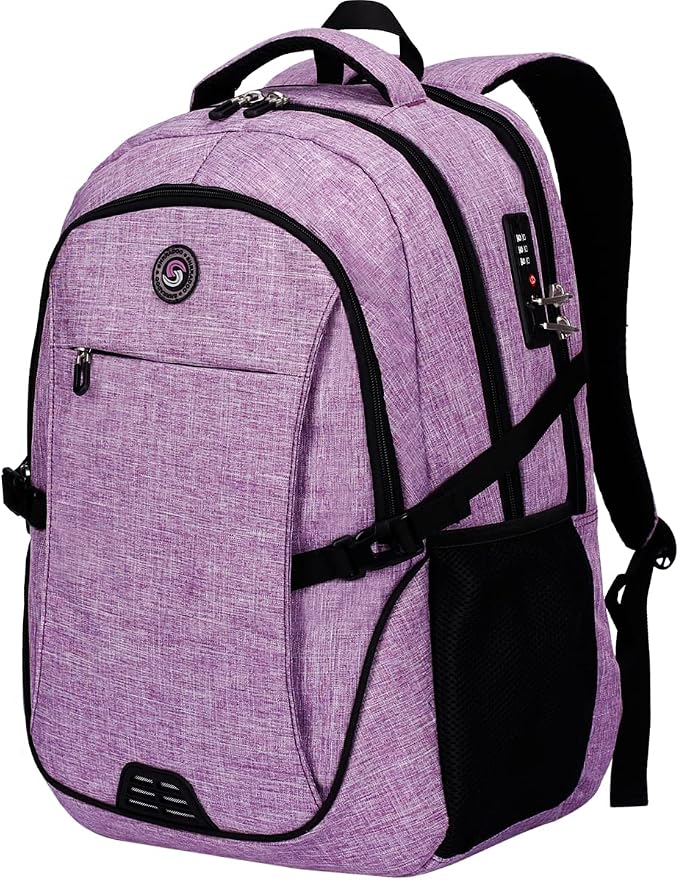 SHRRADOO Travel Laptop Backpack for Men Women, College High Schoolbag | Anti Theft Backpacks with Combination Lock, Carry On Flight Approved, Fit 17 Inch Laptop, High School Backpack, Work Daypack by SHRRADOO