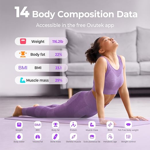 Smart Scale for Body Weight Digital Bathroom Scale with BMI Body Fat | Accurate Body Composition Scale for Home Families, Men, Women, Elderly Use Weight Loss Tracking Compact Size 400lb Purple - Image 2