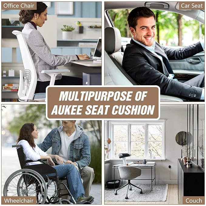 Car Seat Cushion Pad 1.2" Thick Comfort Seat Protector for Car Driver Seat Office Chair Home Use Memory Foam Seat Cushion with Non Slip Bottom, 20'' x 18.5'', Black - Image 7