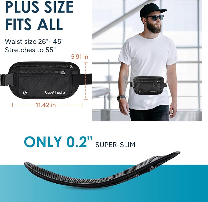 Travel Inspira RFID Hidden Money Belt | Anti-Theft, Passport Holder Bag - Image 7