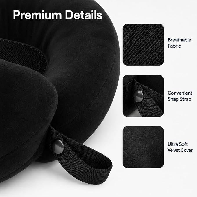 Brookstone Travel Pillow Spiral Curve Soft Memory Foam Support Pillow | Unique Shape Cradles Head, Neck & Chin While Seated Upright, Smooth Cover Feels Gentle on Skin for Long Flights - Image 5