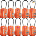 TSA Approved Luggage Locks, Travel Combination Cable Locks | TSA Accepted, Easy to Use, Durable, Flexible Steel Cable, Zinc Alloy Body, for Suitcases, Backpacks, Zippers, 10-Pack, Orange by TravelMore