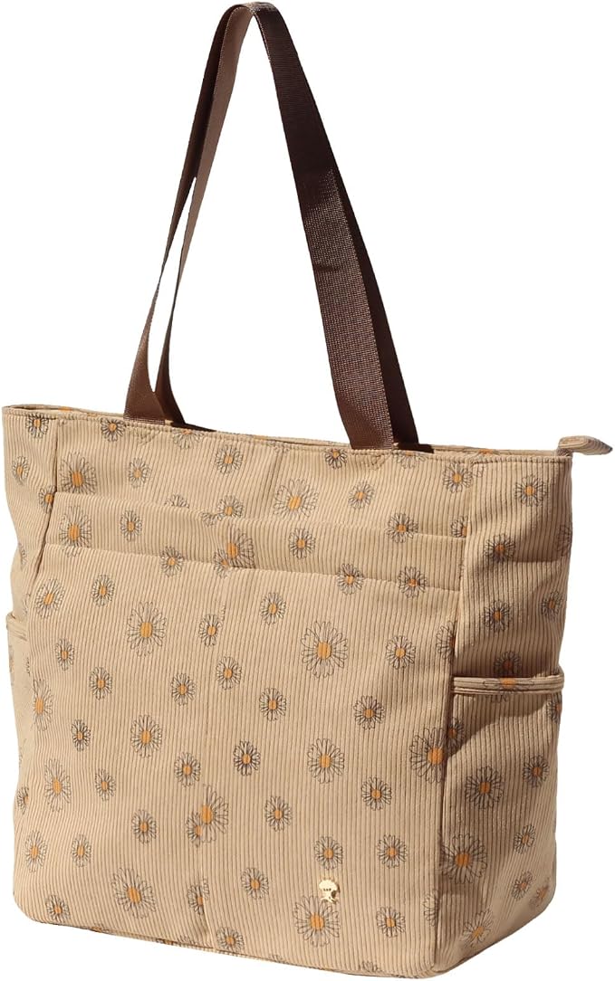 ESVAN Original Floral Tote Bag Large Shoulder Bag with Multi Pockets for Gym Travel Beach Daily Bags - Image 3