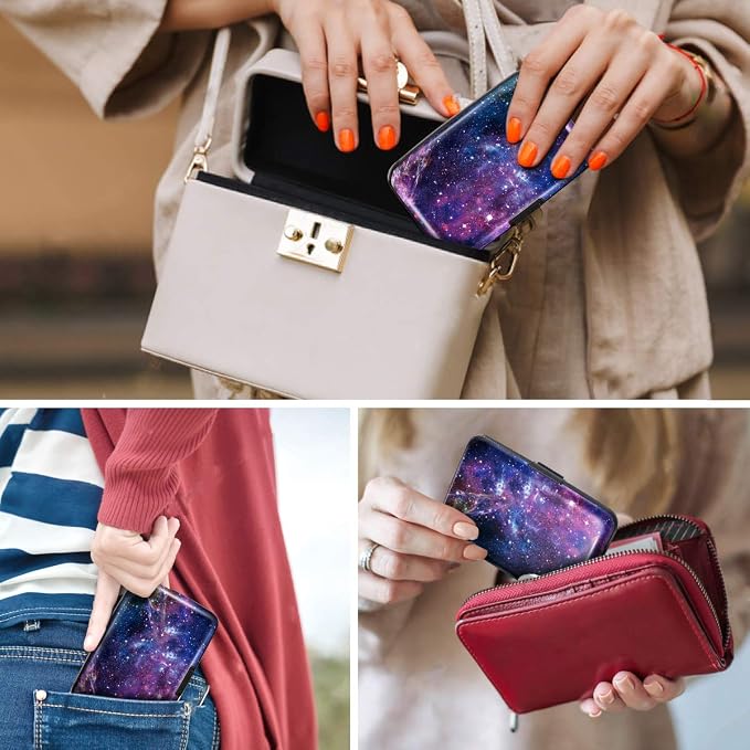 Coco Rossi Credit Card Holder RFID Aluminum Small Mini Wallet Women | Metal Wallet, Business Cards Holder, ID Case, Slim Sleeves, Womens Girls Gift, Carry Proof Wallets for Travel, Nebula - Image 6